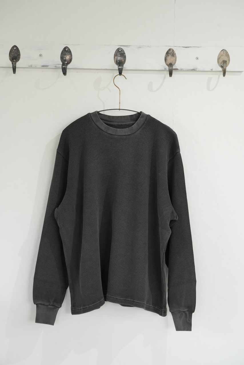 KANEMASA PHIL.  「18G Garment Dye Waffle」CHARCOAL PIGMENT
