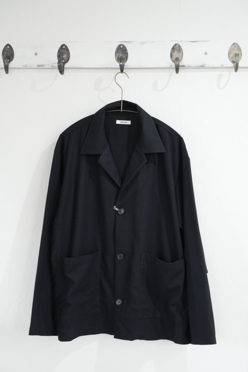 INTĒRIM・SILK NOIL OPEN COLLAR OVER SHIRT JACKET