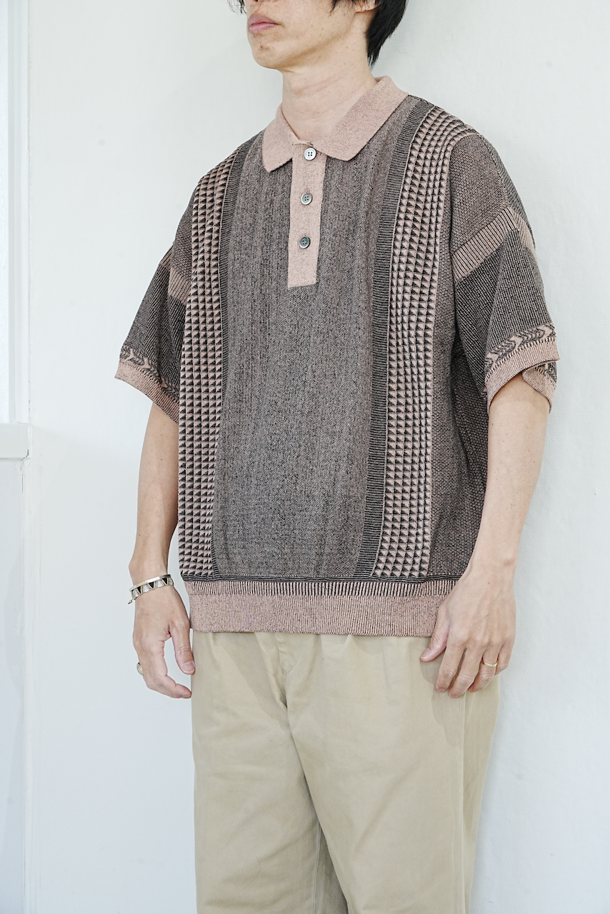 YASHIKI ・Aotsuyu Knit Polo (Pink)