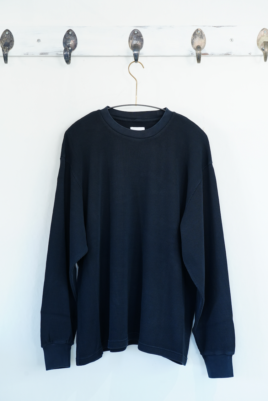 KANEMASA PHIL.  「18G Garment Dye Waffle」BLACK sulfur dye