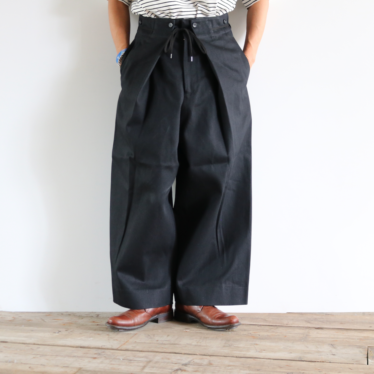 KUON・Black Denim Hakama Trousers