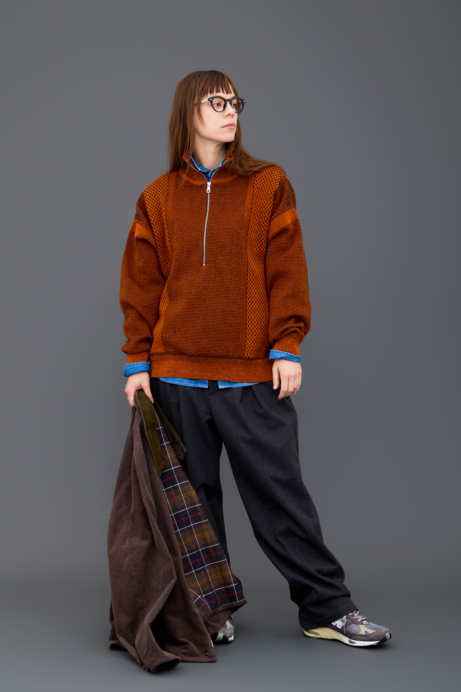 YASHIKI・Karita Half Zip Knit(ORANGE)