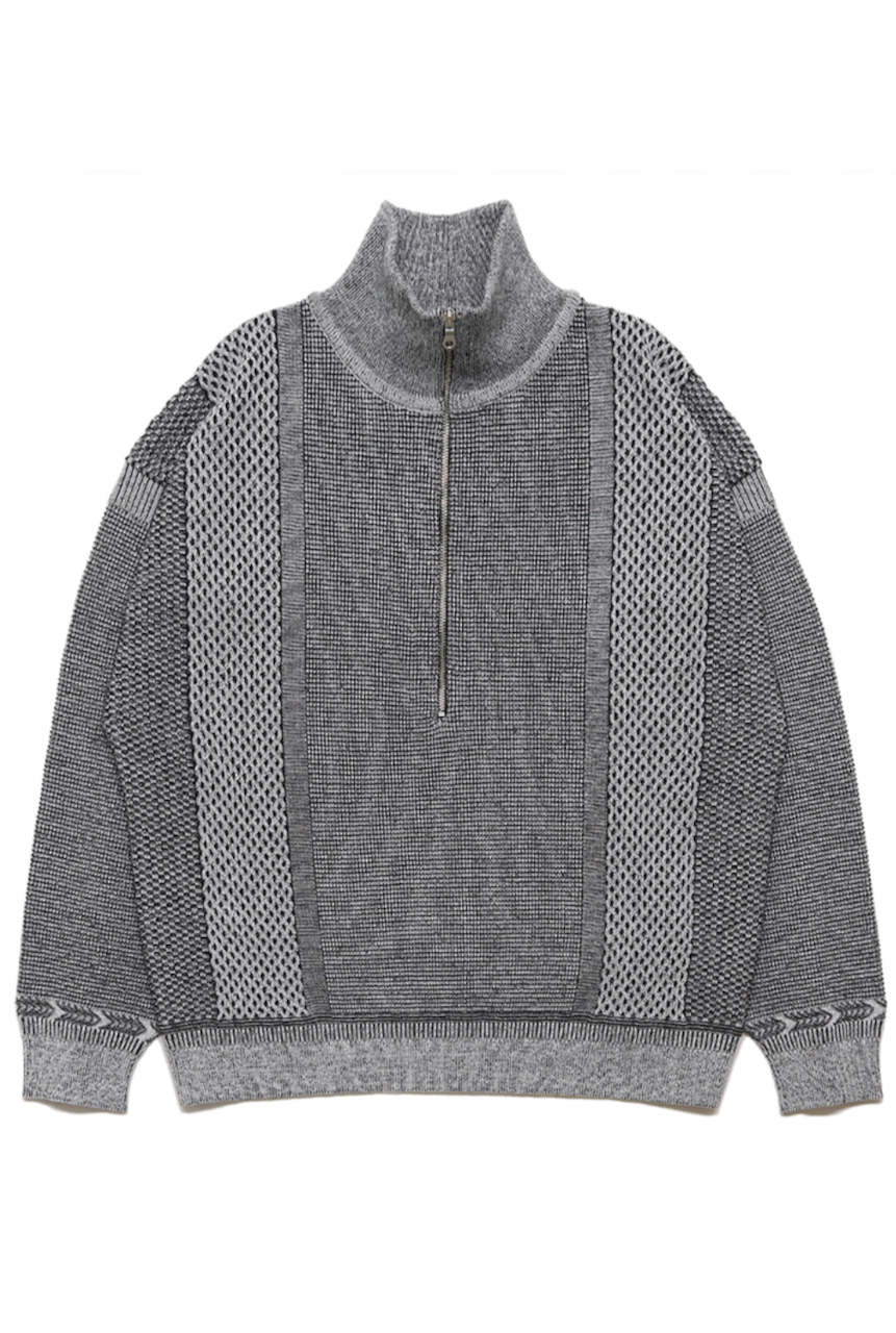 YASHIKI・Karita Half Zip Knit(MIX-GRAY)