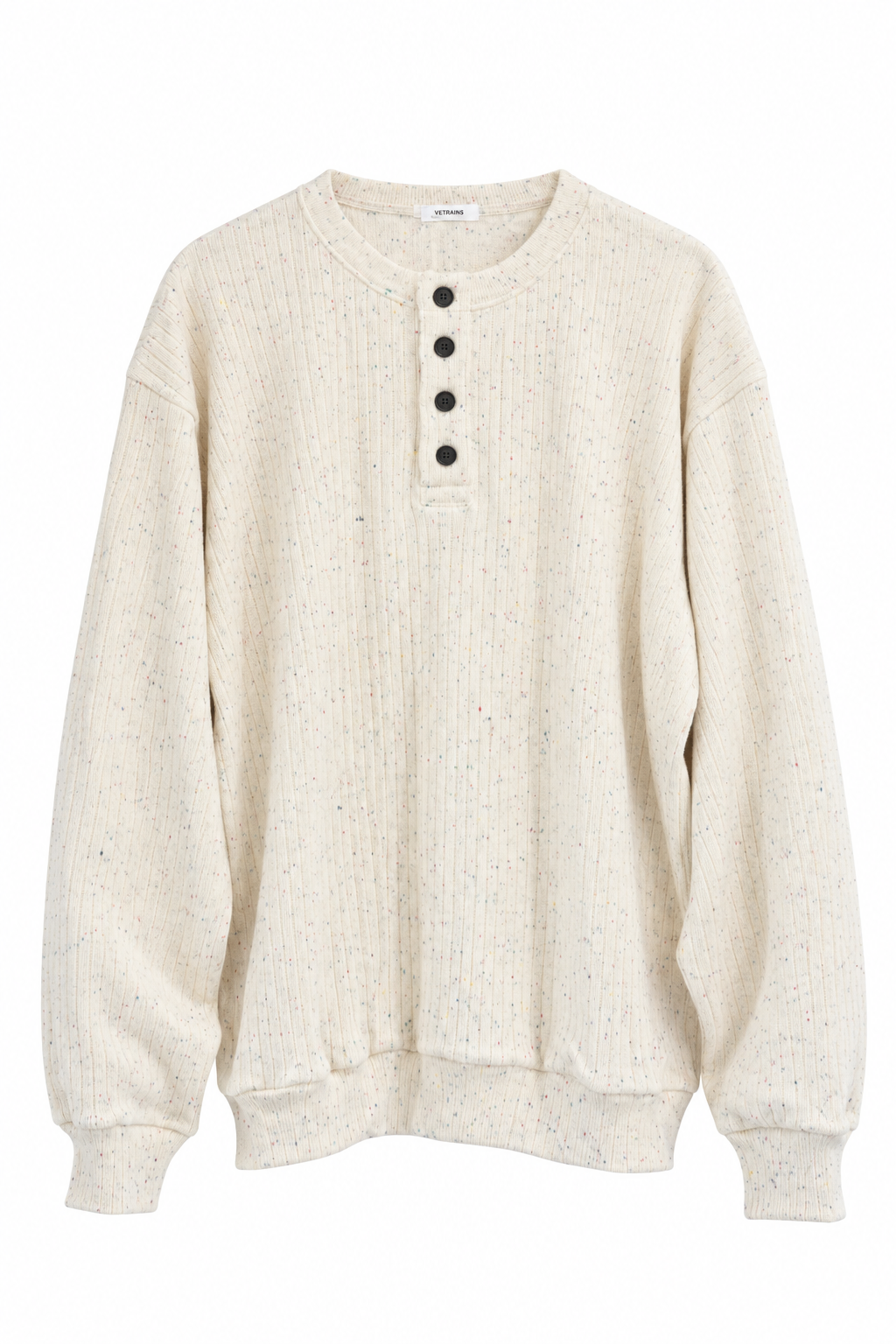 INTĒRIM・HEAVY NEEDLE-OUT RIB HENRY L/S SWEAT TEE
