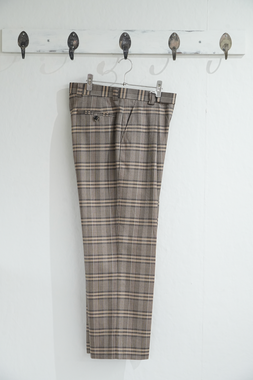 INTĒRIM・VINTAGE BROWN CHECK TAILORING 1-TUCK BAGGY SLACKS